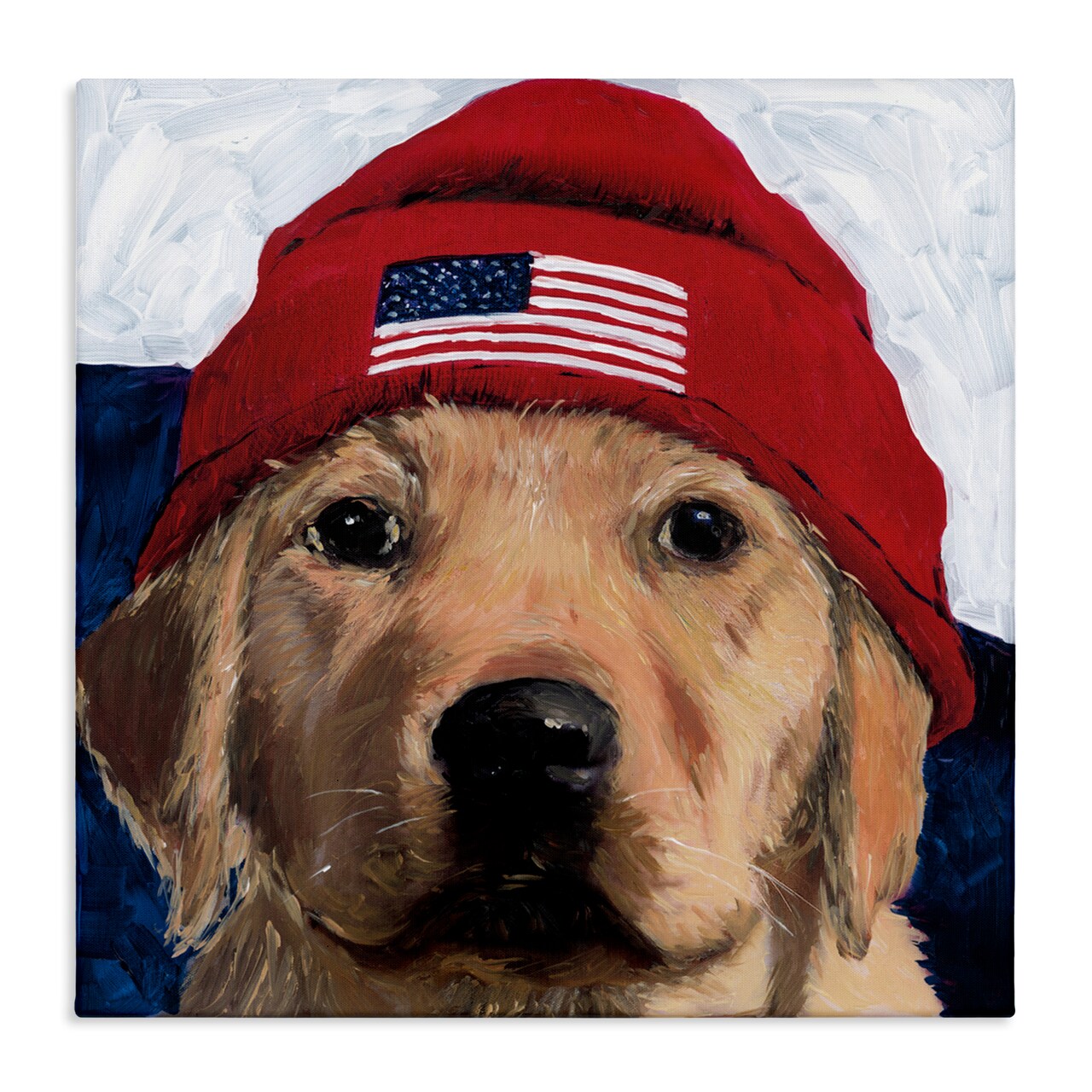 Stupell Industries American Dog in Hat Canvas, design by Wani Pasion